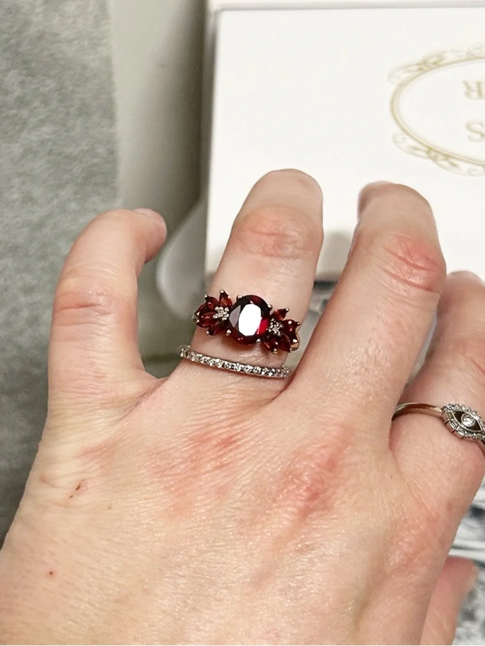 Authentic Vintage 10KT Yellow Gold Garnet and Diamond Ring